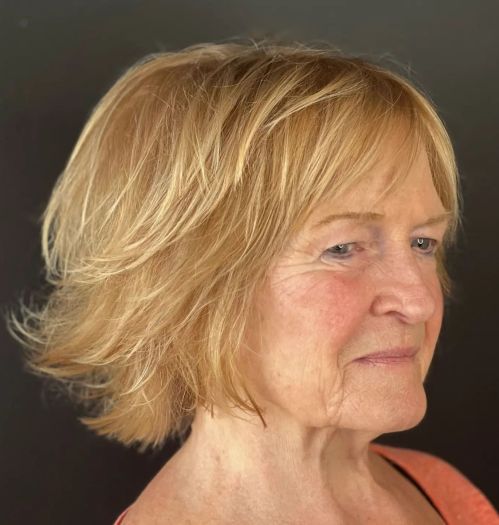 Wispy Shaggy Bob for Older Women