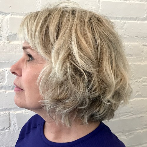 Banged Layered Bob for Wavy Hair