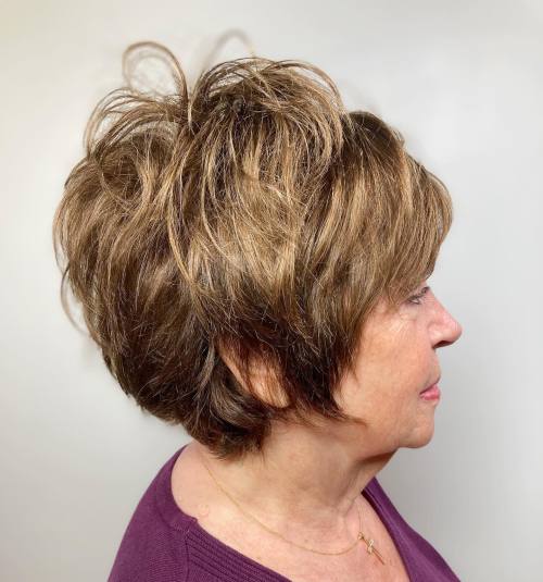 Short Honey Brown Hairstyle for Seniors