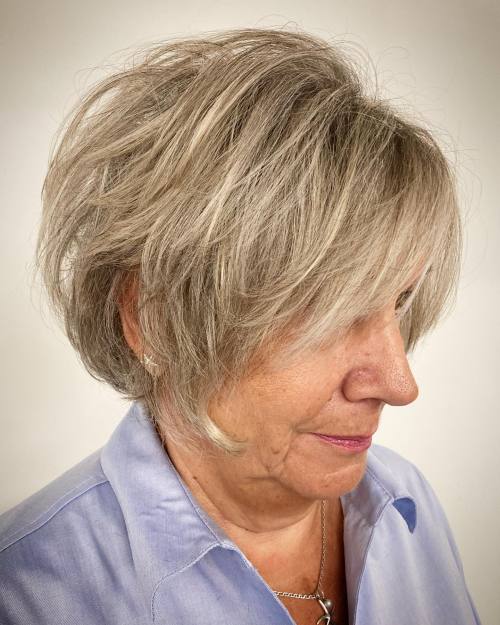 80+ Short Tousled Greige Hairstyle