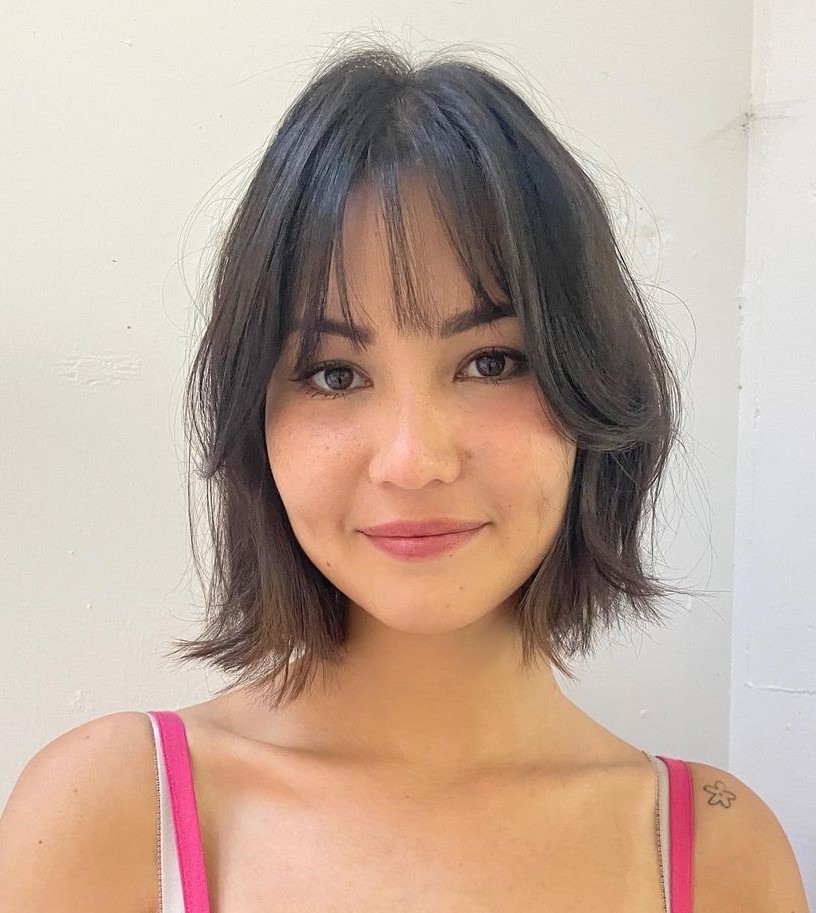 Medium Bob with Wispy Layered Bangs