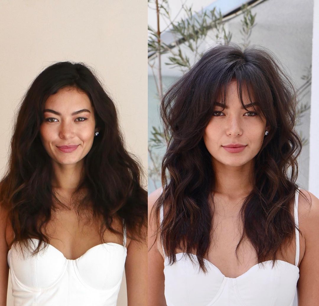 Thick Wavy Hair Wispy Bangs Transformation