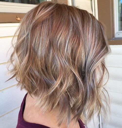 Caramel Bob With Ash Blonde Highlights