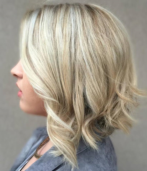 Blonde Balayage Bob With Curly Ends