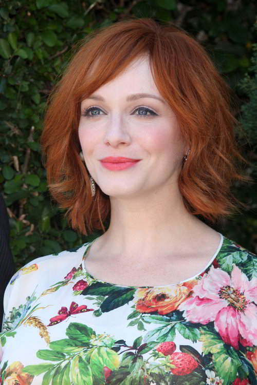 Christina Hendricks shaggy bob hairstyle