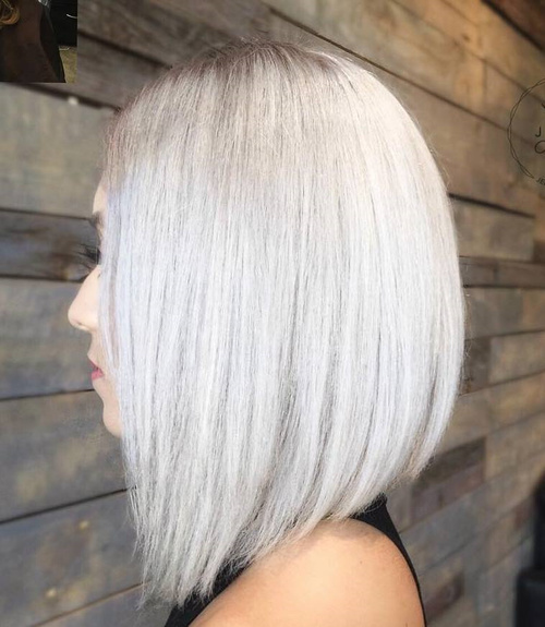 Long Silver Blonde Bob