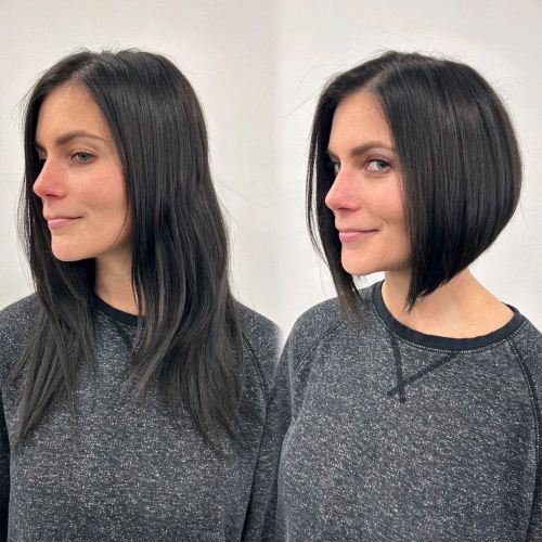 Fine Hair A Line Bob Before And After