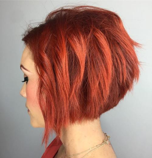 Short Choppy Red Bob