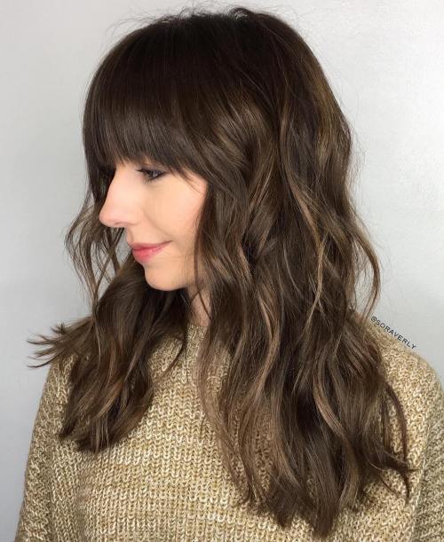 Long Layered Haircut With Straight Bangs