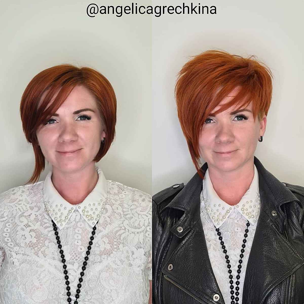 Asymmetrical Long Pixie with Asymmetrical Bangs