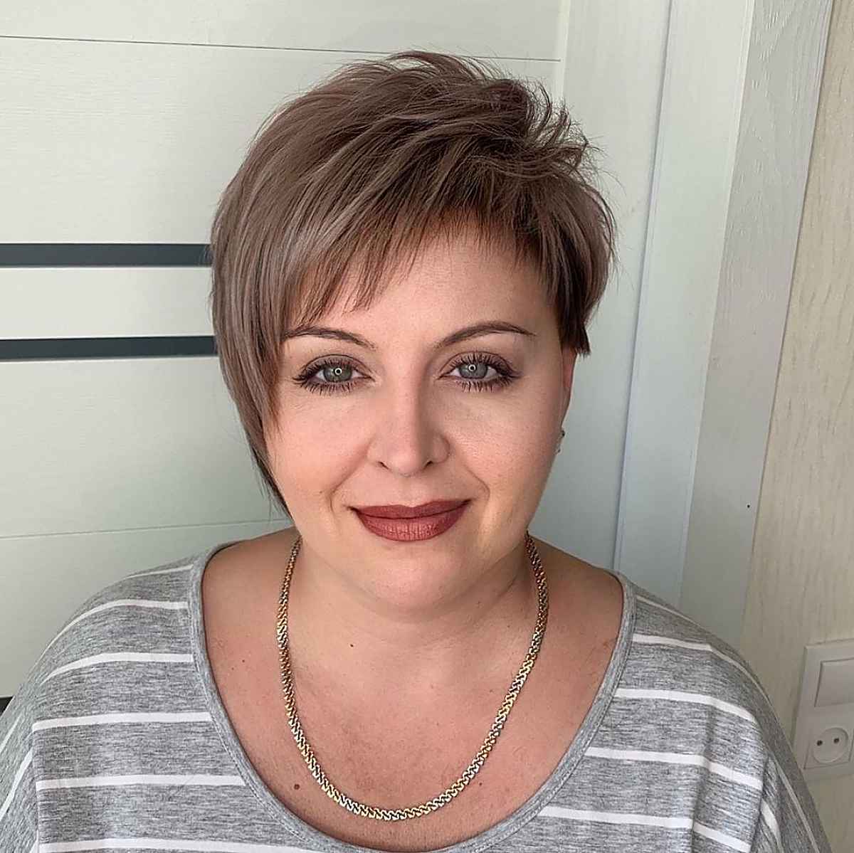 Asymmetrical pixie for women over 40