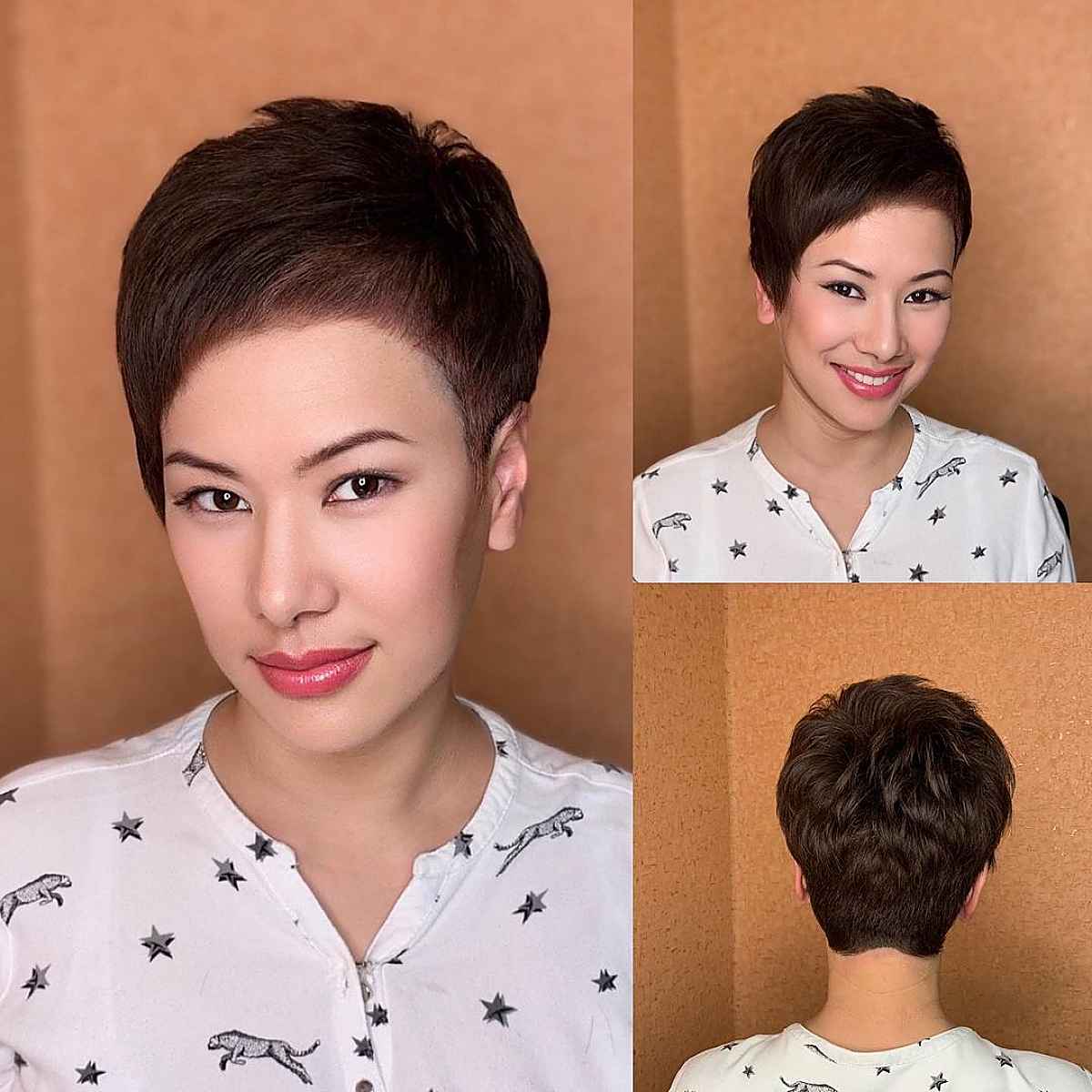 Asymmetrical pixie with bangs