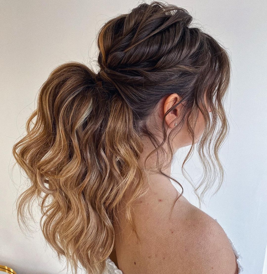 Long Full Wavy Pony for Wedding