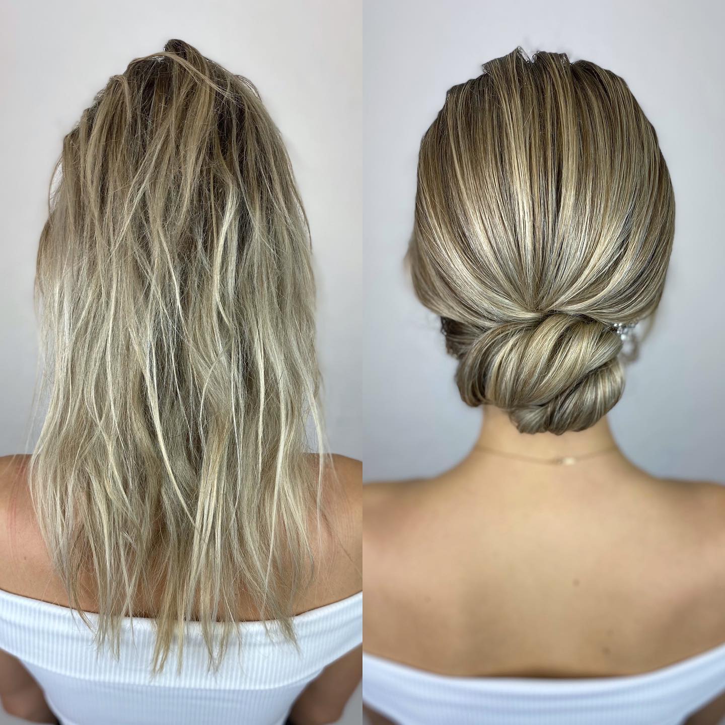 Minimalist Chignon for Blonde Balayage Hair