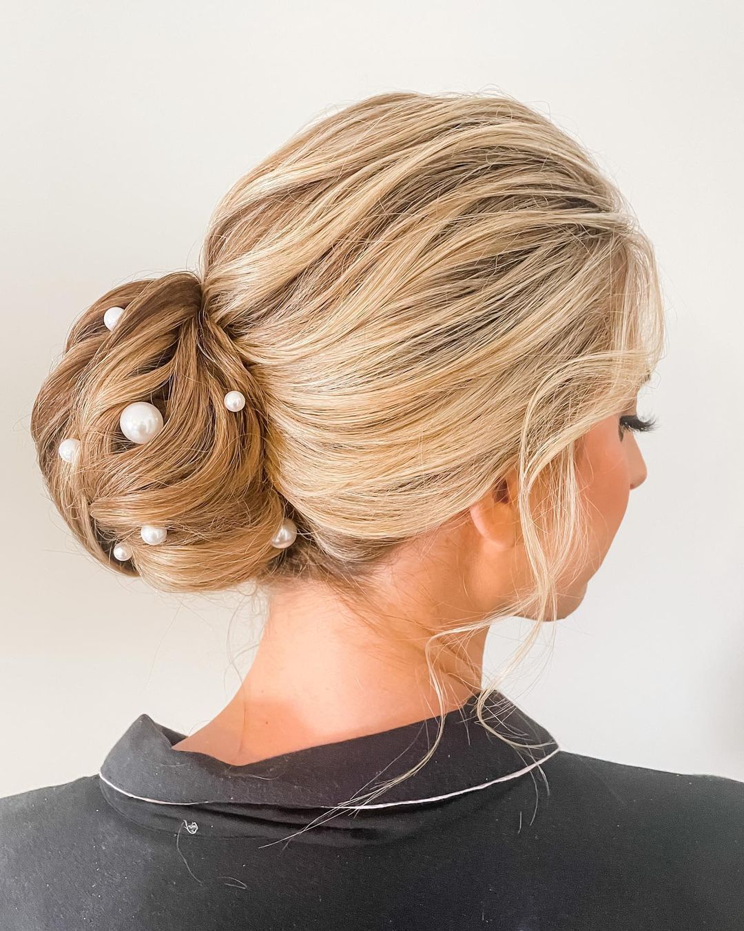 Wedding Bun with Pearls