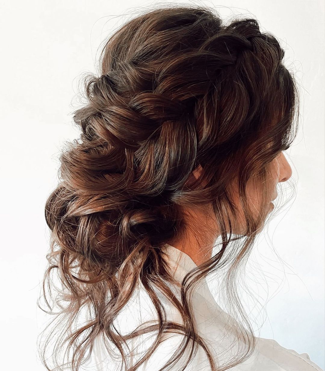 Wavy Messy Braid and Bun Updo