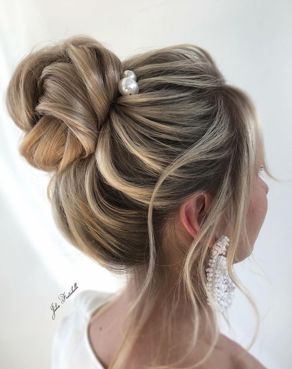 Timeless Crown Bun with Pearl Pins