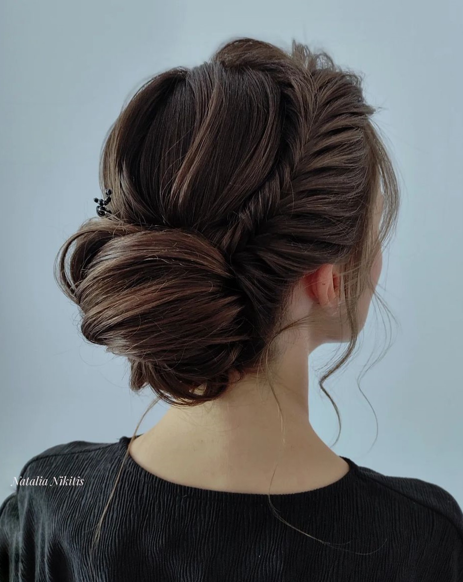 Wedding Chignon with a Side Braid