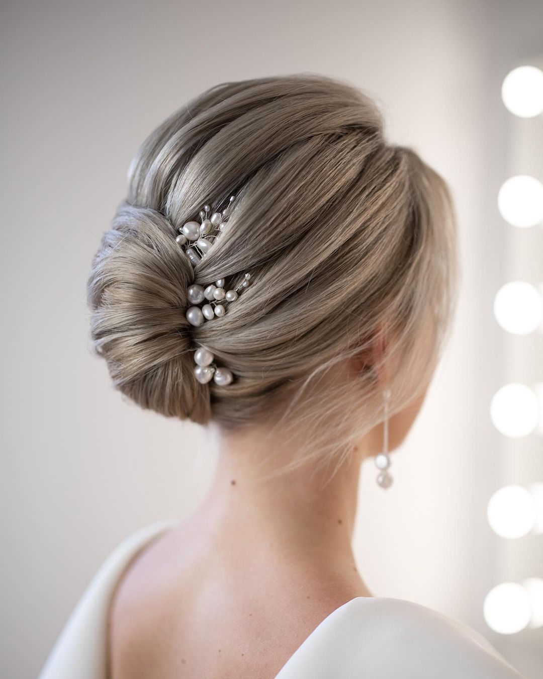 Elegant Wedding French Roll with Pearls