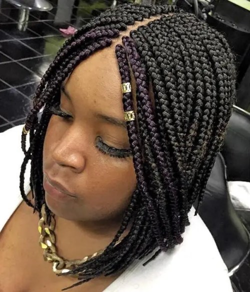 Box Braids Bob With Beads