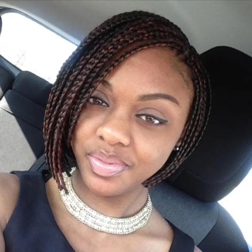 Side-Parted Box Braids Bob