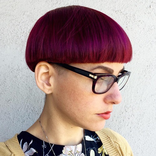 Magenta Colored Bowl Cut