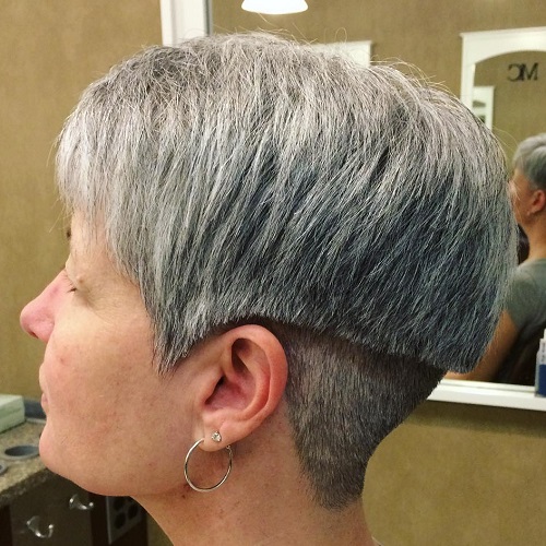 Short Layered Undercut Haircut For Gray Hair