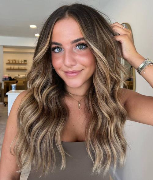 Dirty Blonde Balayage for Brown Hair and Green Eyes