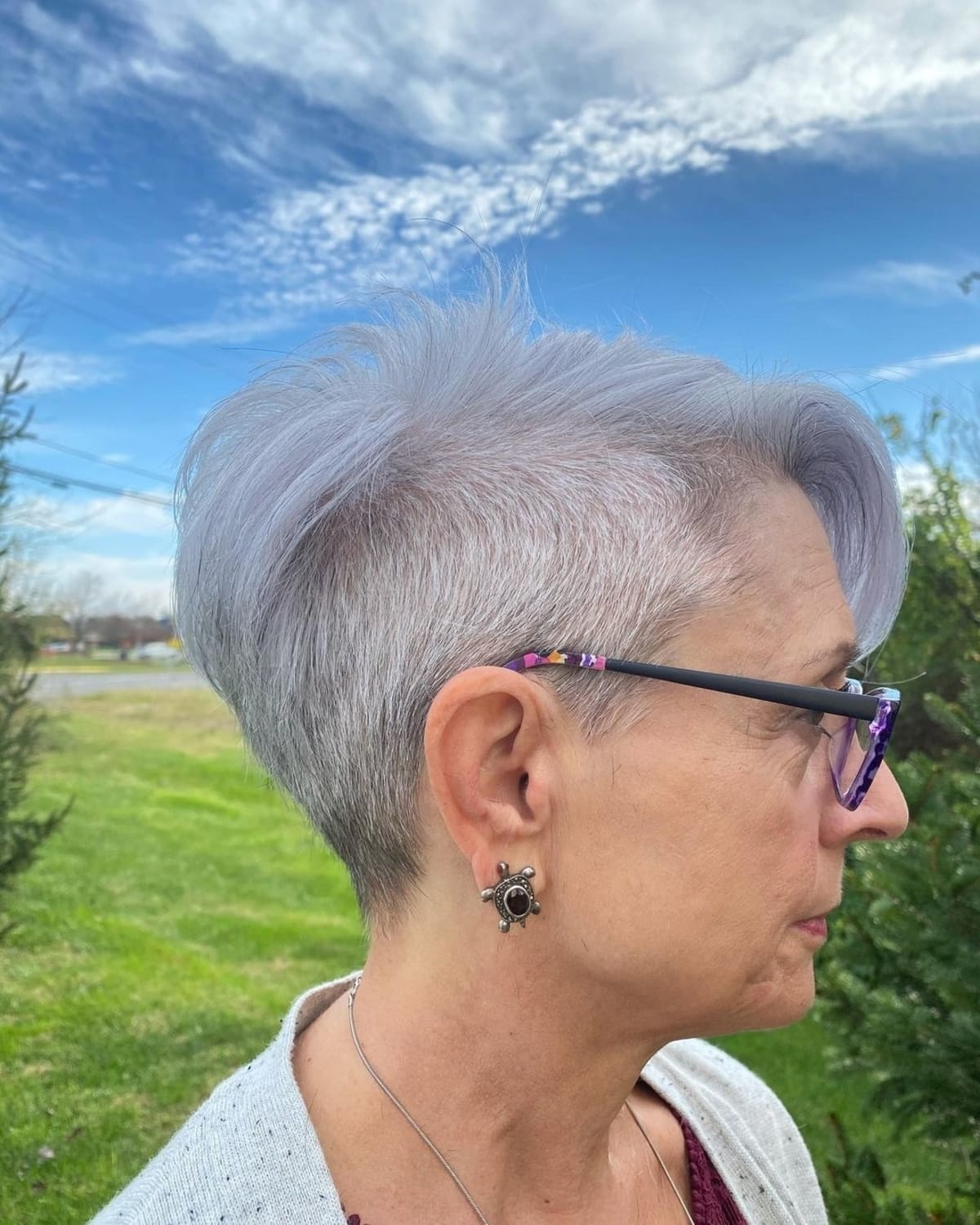 Undercut pixie cut for older women