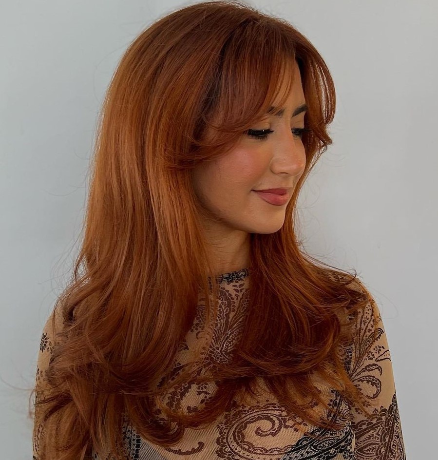 Red Long Hair with Bangs