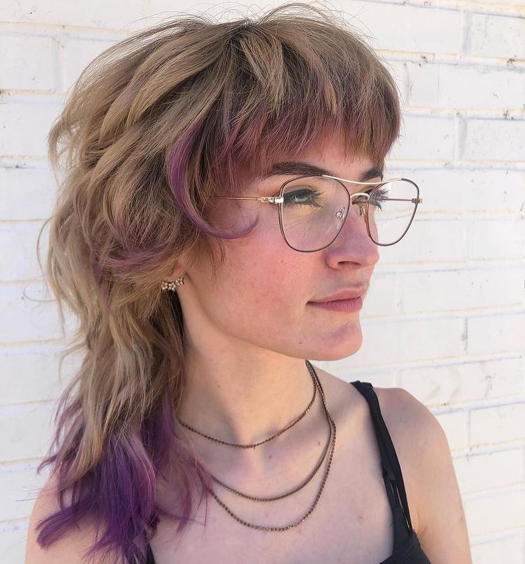 Block Colored Mullet Shag with Thick Bangs