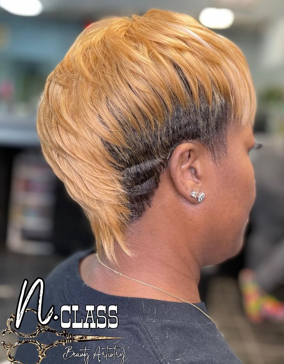 Half Weave Creating Short Pixie Mullet Look