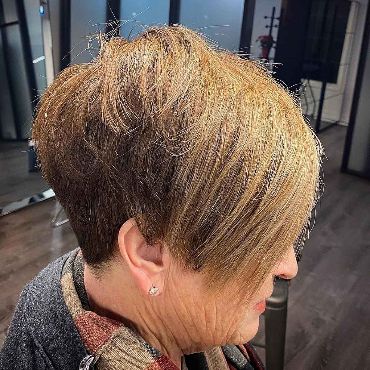 Angled Pixie Bob Undercut for Women Over 60