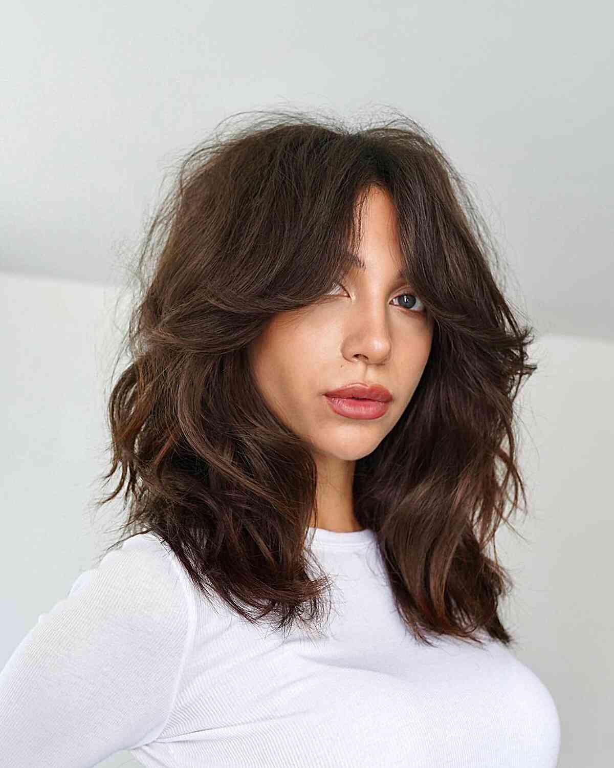 Medium-Length Textured Choppy Shag Cut with Face-Framing Layers