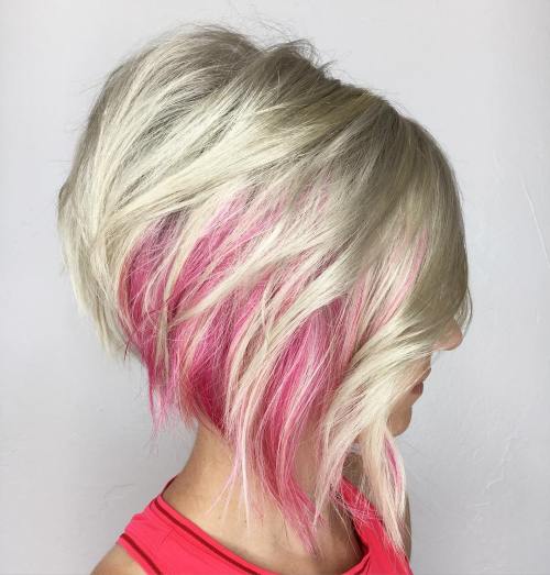 Asymmetrical Layered Blonde Bob