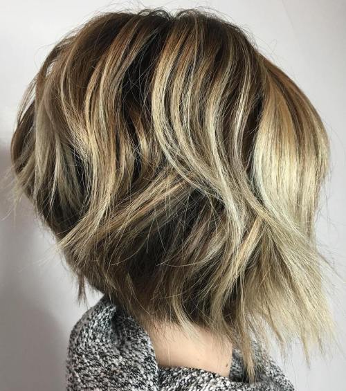 Wavy Layered Bronde Balayage Bob