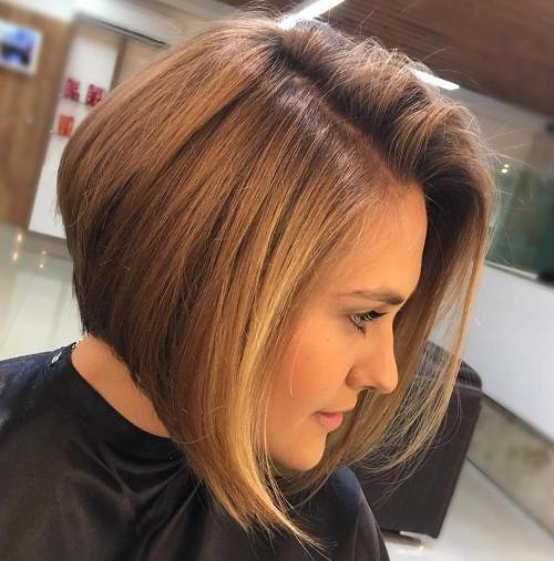 Brown Angled Side Part Bob