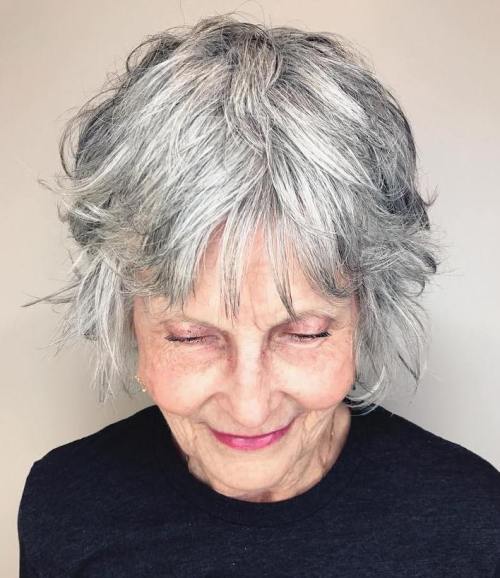 Short Salt-And-Pepper Hairstyle For Women Over 60