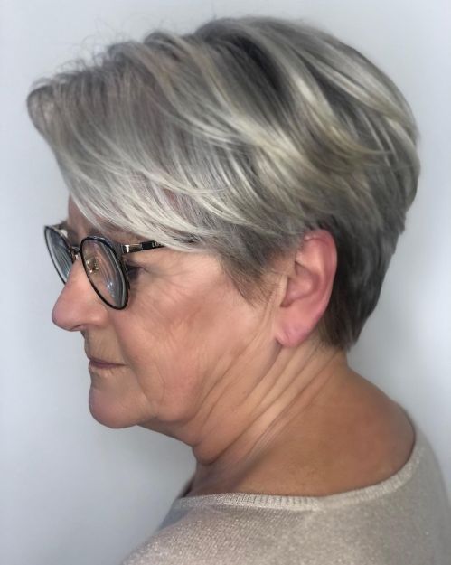 Soft Layered Silver Pixie with Lowlights