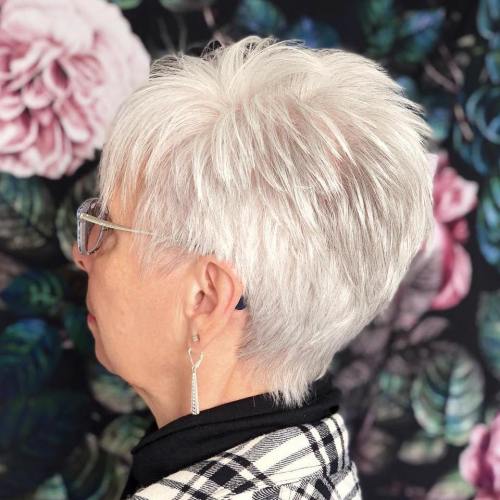 Short White Spiky Haircut for Older Women