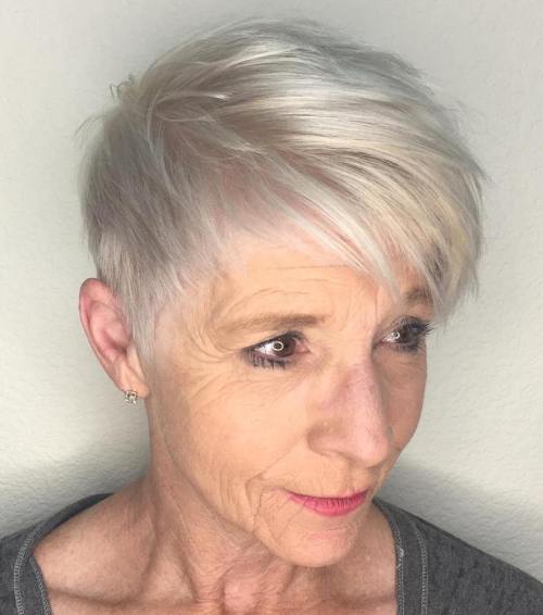 Short Platinum Pixie Over 60