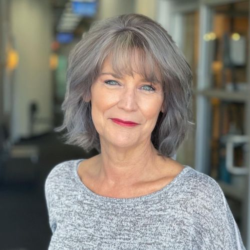 60+ Shaggy Gray Bob with Bangs