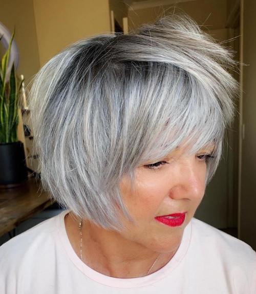 Short Hair With Shadow Root Over 60