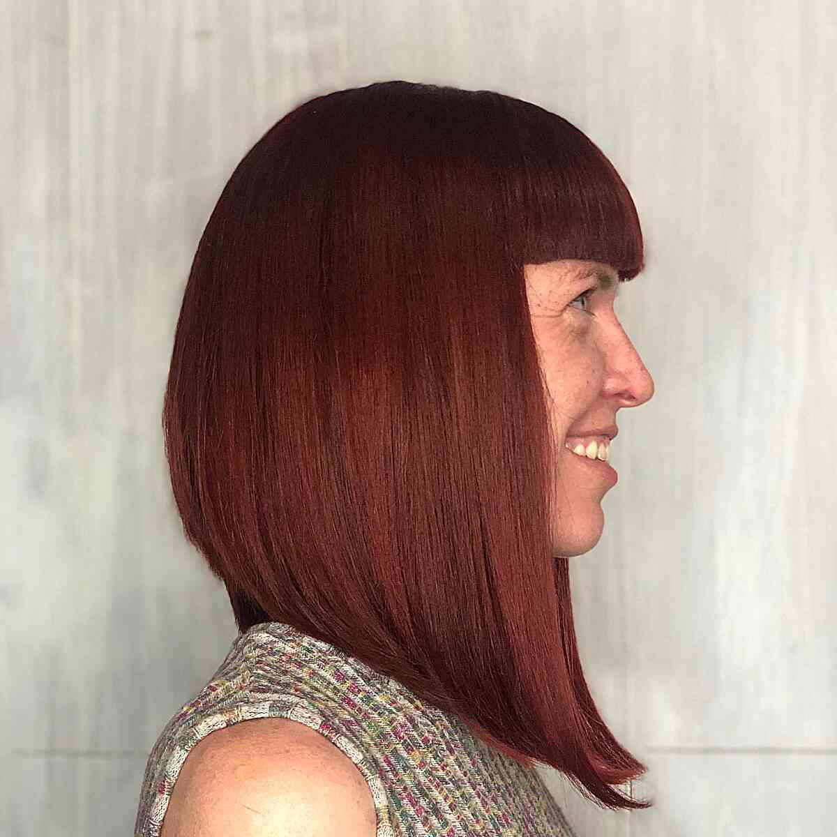 Long Layered Inverted Bob with Bangs