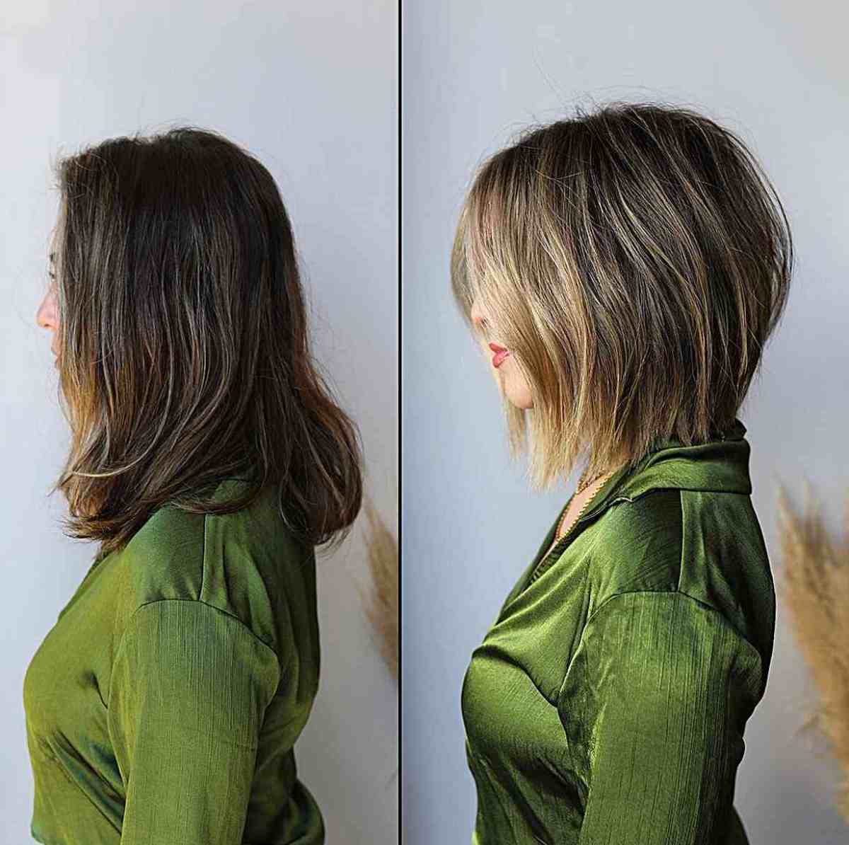 Long Choppy Bob with Dimensional Highlights