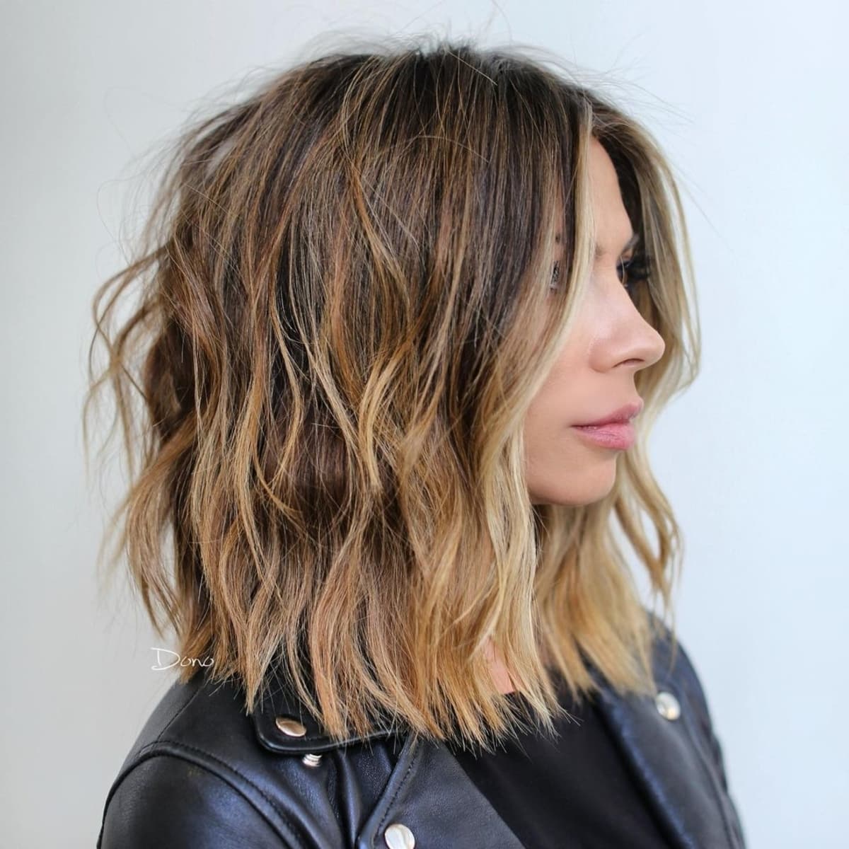 Long blunt bob with choppy layers