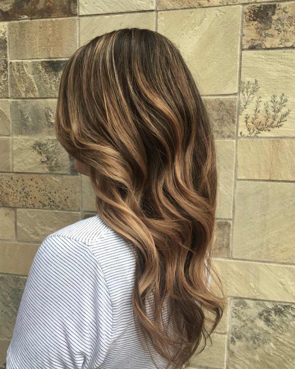 Honey Brown Highlights on Dark Hair