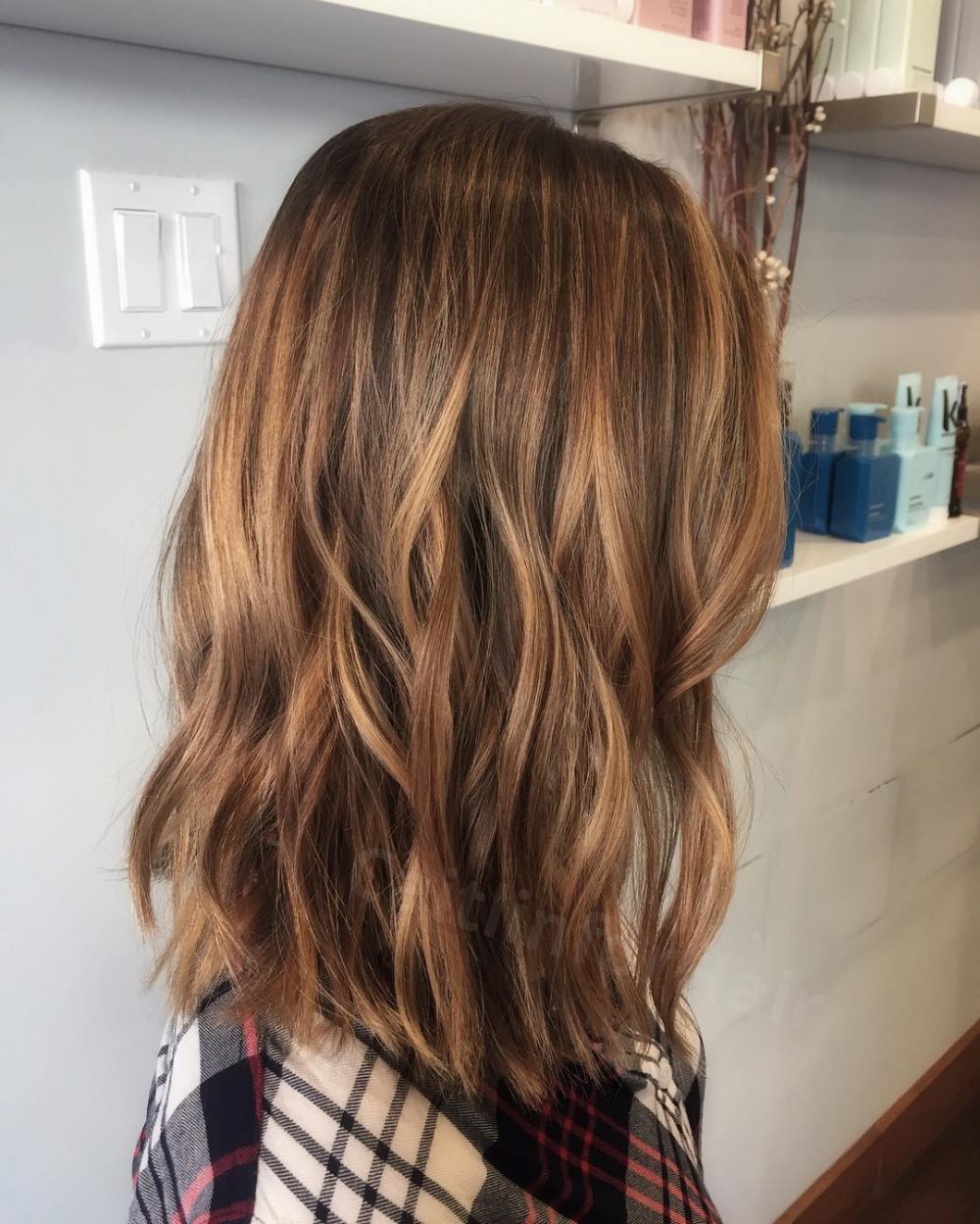 Lob with Honey Brown Highlights