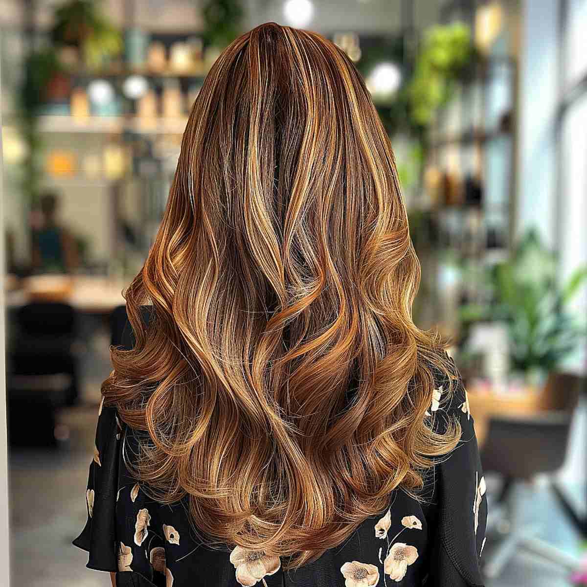 Long Hair with Hazelnut Honey Highlights