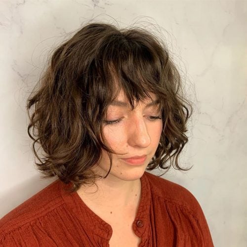 layered shaggy bob for naturally curly hair